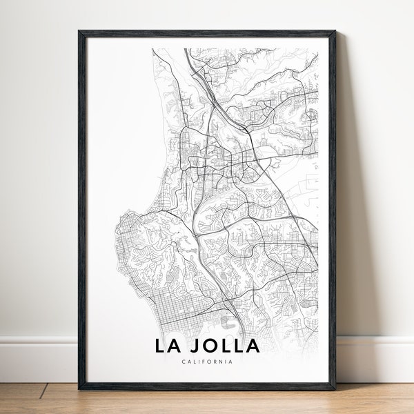 Instant Download La Jolla CA Map Print La Jolla California Poster Digital Map La Jolla Printable Black And White Map Art La Jolla Sketch Map