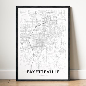 Sofortiger Download Fayetteville Arkansas Karte Druck Fayetteville Poster Digitale Karte Fayetteville Druckbare schwarz-weiß Karte Fayetteville
