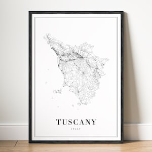 Download instantâneo Mapa da Toscana Impressão Toscana Itália Mapa Pôster Digital Toscana Impressão Preto e Branco Casa Impressão Toscana Mapa Decoração de Parede