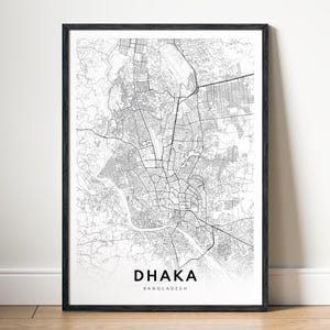 Dhaka Karte Drucken Dhaka Bangladesch Karte Poster Download Dhaka Druckbare Karte Digitale Dhaka Schwarzweiß-Karte Wandkunst Dhaka Stadt Skizzenkarte