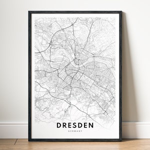 Dresden Map Print Dresden Germany Map Poster Download Dresden Printable Map Dresden Digital Black And White Dresden Download Karte Dresden