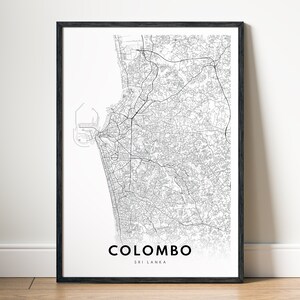 Colombo Karte Print Colombo Sri Lanka Karte Poster Download Colombo Druckbare Karte Digitale Colombo Schwarzweiß-Karte WallArt Colombo Kartenskizze