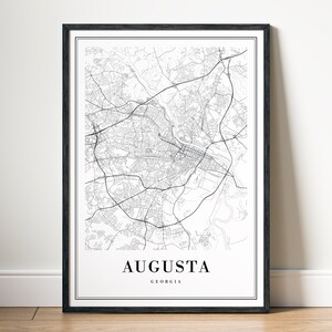 Augusta GA Karte Augusta Georgia Karte Poster Download Augusta Druckbare Karte Digitale Augusta Schwarzweiß-Karte Augusta Sketch Map