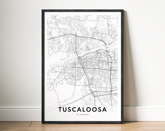 Tuscaloosa Map Print Digital Download Tuscaloosa Alabama Map Poster Tuscaloosa Printable Map Black And White Tuscaloosa Sketch Map Poster