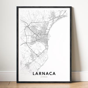 Larnaca Karte Poster Download Larnaca Karte Larnaca Druckbare Karte Digitale Larnaca Schwarzweiß-Karte Larnaca Skizze Larnaca Skizze Print