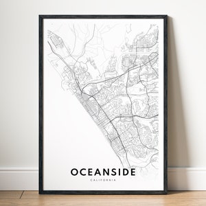 Oceanside CA Map Print Digital Download Oceanside California Map Poster Oceanside Printable Map Oceanside Black And White Print Map Sketch