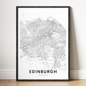 Edinburgh-Schotland kaart afdrukken download Edinburgh kaartposter afdrukbare Edinburgh kaart digitale Edinburgh zwart-wit kaart downloaden Edinburgh