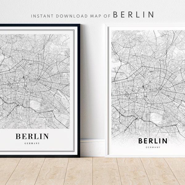 Download Berlin Map Print Berlin Map Poster Printable Berlin Digital City Map Print Berlin Black And White Berlin Map Instant Download