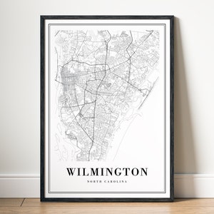 Wilmington NC Map Print Wilmington North Carolina Map Poster Digital Download Map Wilmington Printable Black And White Map Wilmington Sketch
