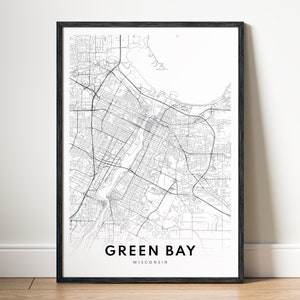Sofortiger Download Green Bay WI Karte Druck Green Bay Wisconsin Poster Digitale Karte Green Bay druckbare schwarz-weiße Karte Green Bay Sketch