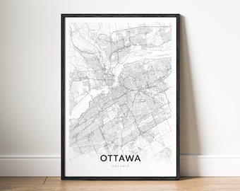 Ottawa Map Print Digital Download Ottawa Canada Map Poster Ottawa Printable Map Ottawa Black And White Print Poster Ottawa Digital Download