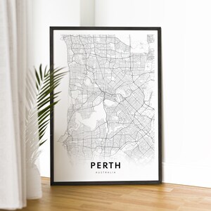 Perth Map Print Download Perth Australien Karte Poster Digitale Karte Perth Druckbare schwarz weiß Karte Perth Skizze Wandkunst Perth Poster