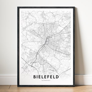 Bielefeld Karte Druck Bielefeld Deutschland Karte Poster Download Bielefeld Druckbare Karte Digitale schwarz und weiß Karte Wand Kunst Bielefeld Kartenskizze