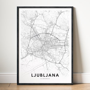 Ljubljana Karte Drucken Ljubljana Slowenien Karte Poster Download Ljubljana Druckbare Digitale Ljubljana Schwarzweißdruck Ljubljana Dekor Karte