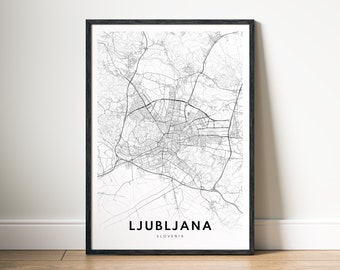 Ljubljana Slovenia Map Print Digital Download, City Map Poster, Map Wall Art, City Maps, Ljubljana Print, Minimalist City Map