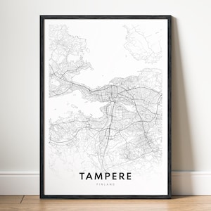 Tampere Finland City Map Print | Instant Download | Black & White Minimalist Map Wall Art in Two Styles