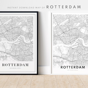 Rotterdam Niederlande Karte Druck Download Rotrot Poster Digitales Poster Rot Rüden Maaße Poster Schwarz und Weiß