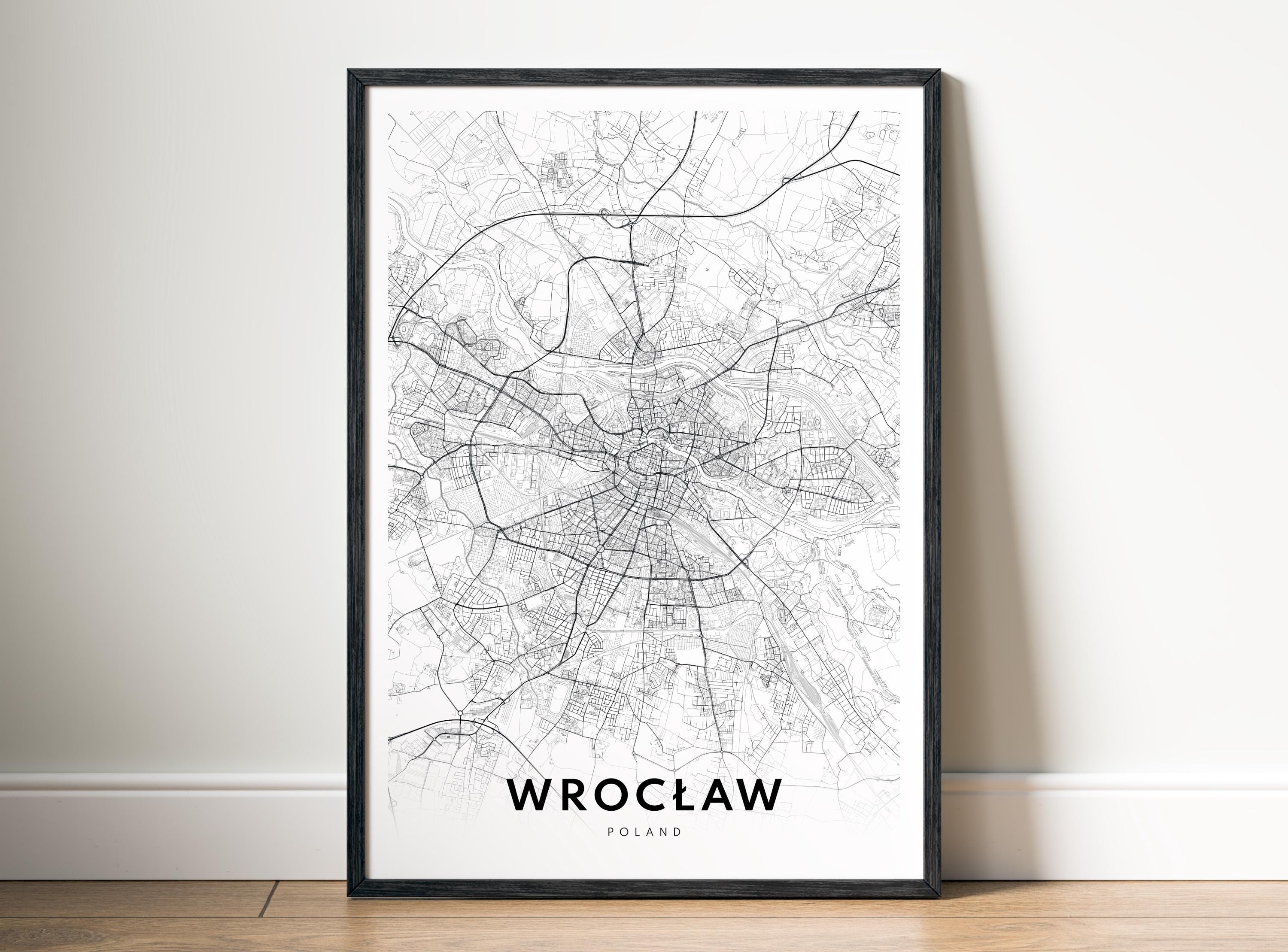 Wroclaw Map Print Wroclaw Poland Map Poster Download Wroclaw Printable Map Digital Wroclaw Black And White Map Wall Art Wroclaw Sketch Map