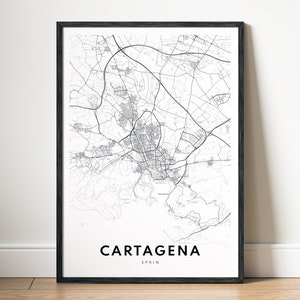 Cartagena Karte Print, Cartagena Spanien Karte Poster Download, Cartagena Druckbare Karte, digitale Cartagena schwarz-weiß-Karte, Cartagena Skizze
