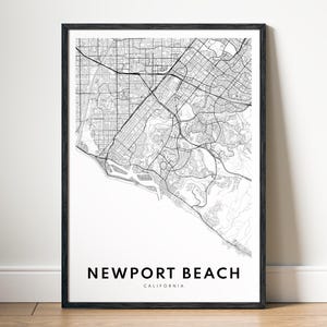 Newport Beach CA Map Print Digital  Download Newport Beach California Map Poster Newport Beach Printable Map Newport Beach Black And White