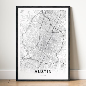 Austin Karte Drucken, Austin Karte Poster, Download druckbare Austin Karte, minimale Karte Austin, schwarz-weiße Karte Drucken, sofortiger Download Austin