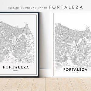Fortaleza Map Print Fortaleza Brasilien Karte Poster Download Fortaleza Druckbare Karte Digitale schwarz-weiß-Karte Fortaleza Skizzenkarte Kunst Poster