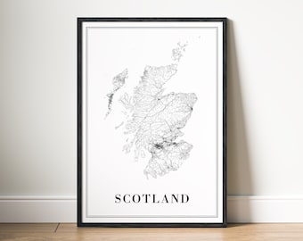 Download Scotland Map Print Scotland Map Poster Download Scotland Printable Digital Scotland Map Black And White Print Home Scotland Map