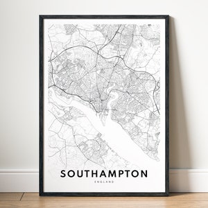 Southampton UK Karte Southampton England Karte Poster Download Southampton Druckbare Karte Digitale schwarz weiß MapArt Southampton Sketch