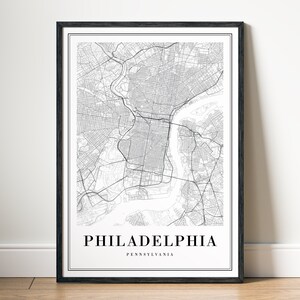 Philadelphia PA Karte Drucken Philadelphia Pennsylvania Karte Poster Download Philadelphia Druckbare Karte Digitale Philadelphia schwarz weiß Karte