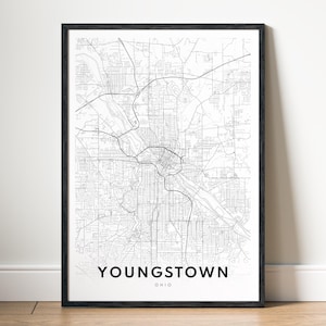 Youngstown Karte Druck Youngstown Ohio Karte Poster Download Youngstown Druckbare Karte Digitale Youngstown Schwarzweiß-Karte Wandkunst Youngstown