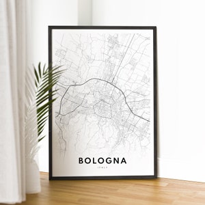 Bologneser Karte Druck Downloadschöner italienischer Stadtplan Italienkarte Poster Digitale Karte Bologne druckbare schwarz-weiße Landkarte