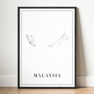 Sofortiger Download Malaysia Karte Road Print Malaysia Poster Digitale Karte Malaysia druckbare schwarz weiß Karte Wandbild Malaysia Skizze Print