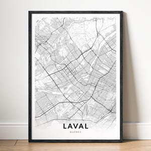Laval Quebec Karte Drucken, Laval Kanada Karte Poster, Laval druckbare Karte, digitaler Download Laval schwarz-weiß-Karte, Wand Kunst Karte Laval Skizze