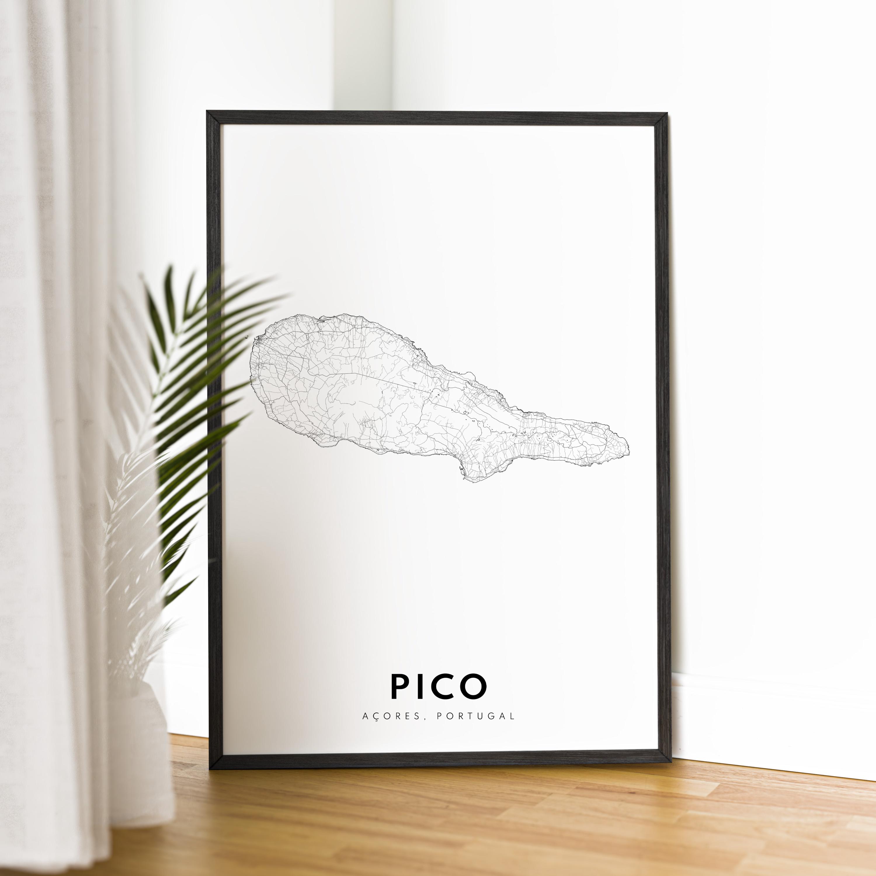 Pico Azores Map Poster, Pico Map Print Digital Download, Pico