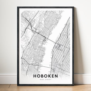 Hoboken Karte Print Hoboken New Jersey Karte Poster Download Hoboken Druckbare Karte Digitaler Hoboken Schwarzweißdruck Hoboken Karte Kunstskizze