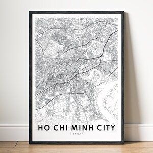 Ho Chi Minh City Map Poster | Digital Download Ho Chi Minh Vietnam Printable Map | Black and White Minimalist Wall Art | Modern Map Decor