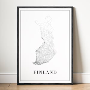 Finnland Karte Print Download Finnland Karte Poster Finnland Druckbare Landkarte Digitale Finnland schwarz und weiß Karte Finnland Landkarte Landkarte Finnland