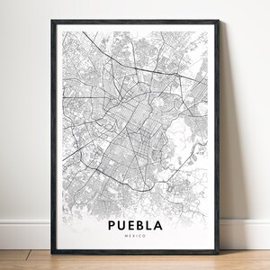 Puebla Karte Print Puebla Mexiko Karte Poster Download Puebla Druckbare Karte Digitale Puebla Schwarzweiß-Karte Wandkunst Puebla Sketch Map
