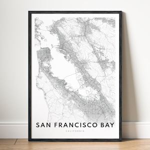 San Francisco Bay Karte Karte Bay Bereich Poster Download Bay Bereich Druckbare Karte Digitale Bay Bereich SchwarzweißkarteWandkunst Bay Bereich Skizze
