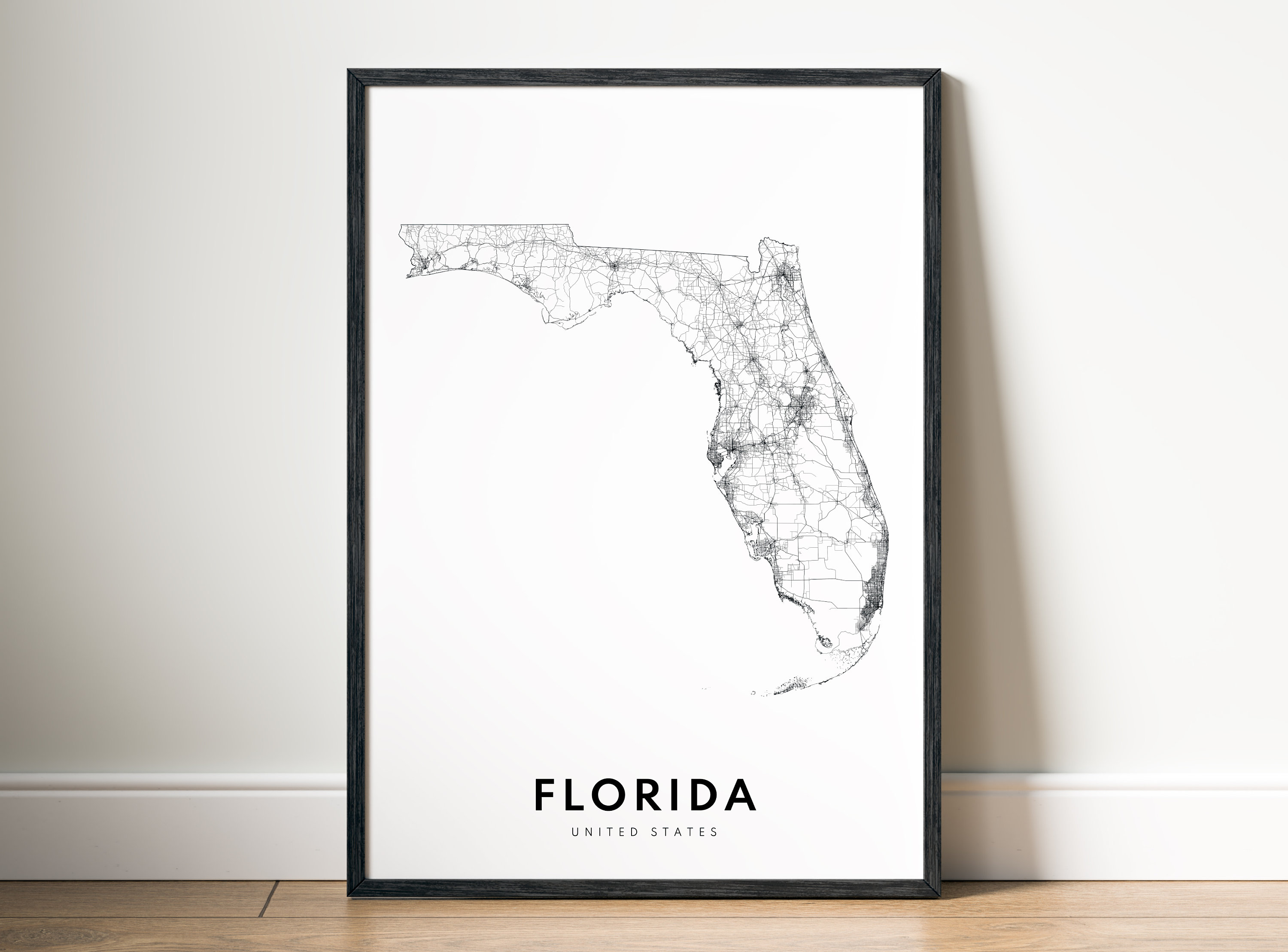Florida State Map Print Florida Poster Download Map Florida Printable Digital Florida Black And White Map Florida Poster Instant Download