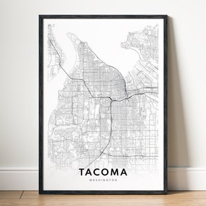 Tacoma kaart afdrukken Tacoma Washington kaart poster downloaden Tacoma afdrukbare digitale Tacoma zwart-wit afdrukken Tacoma downloaden kaart kunst Tacoma downloaden