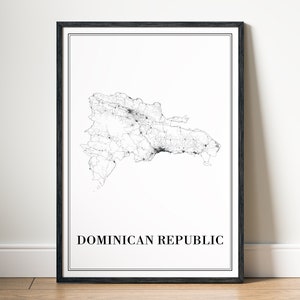 Download Dominican Republic Map Print Dominican Poster Digital Map Dominican Printable Poster Dominican Republic Black And White Home Print