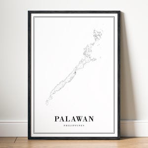 Palawan Karte Drucken Palawan Philippinen Karte Poster Digitaler Download Palawan Druckbare Karte schwarz und weiß Palawan MapArt Island Palawan Skizze