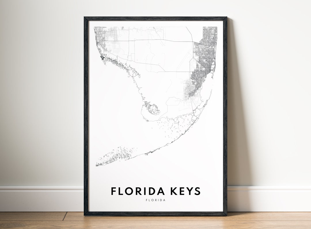 Florida Keys Map Print Digital Download Florida Keys Map Poster Florida ...