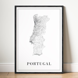 Portugal Map Print Portugal Map Poster Download Portugal Printable Digital Portugal Map Black And White Print Home Portugal Instant Download