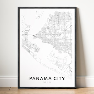 Panama-stad kaart afdrukken Panama-stad Florida kaart poster Download afdrukbare kaart Panama-stad digitale zwart-wit kaart Panama-stad Art Sketch