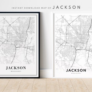 Jackson Karte Druck Jackson Mississippi Karte Poster digitaler Download Jackson druckbare Karte schwarz und weiß Jackson Sketch Map Kunst Poster