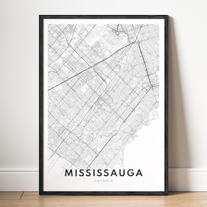 Mississauga Karte Druck Mississauga Ontario Karte Poster Download Mississauga Druckbare Karte Digitale Mississauga schwarz weiß Karte Mississauga