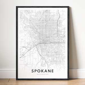 Spokane WA Map Print Spokane Washington Karte Poster Download Spokane Druckbare Karte Digitale Spokane schwarz weiß Karte Minimalist Spokane