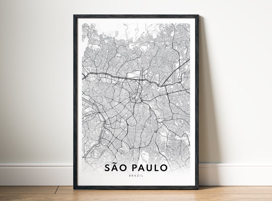 São Paulo Map Print São Paulo Brazil Map Poster Download São Paulo ...